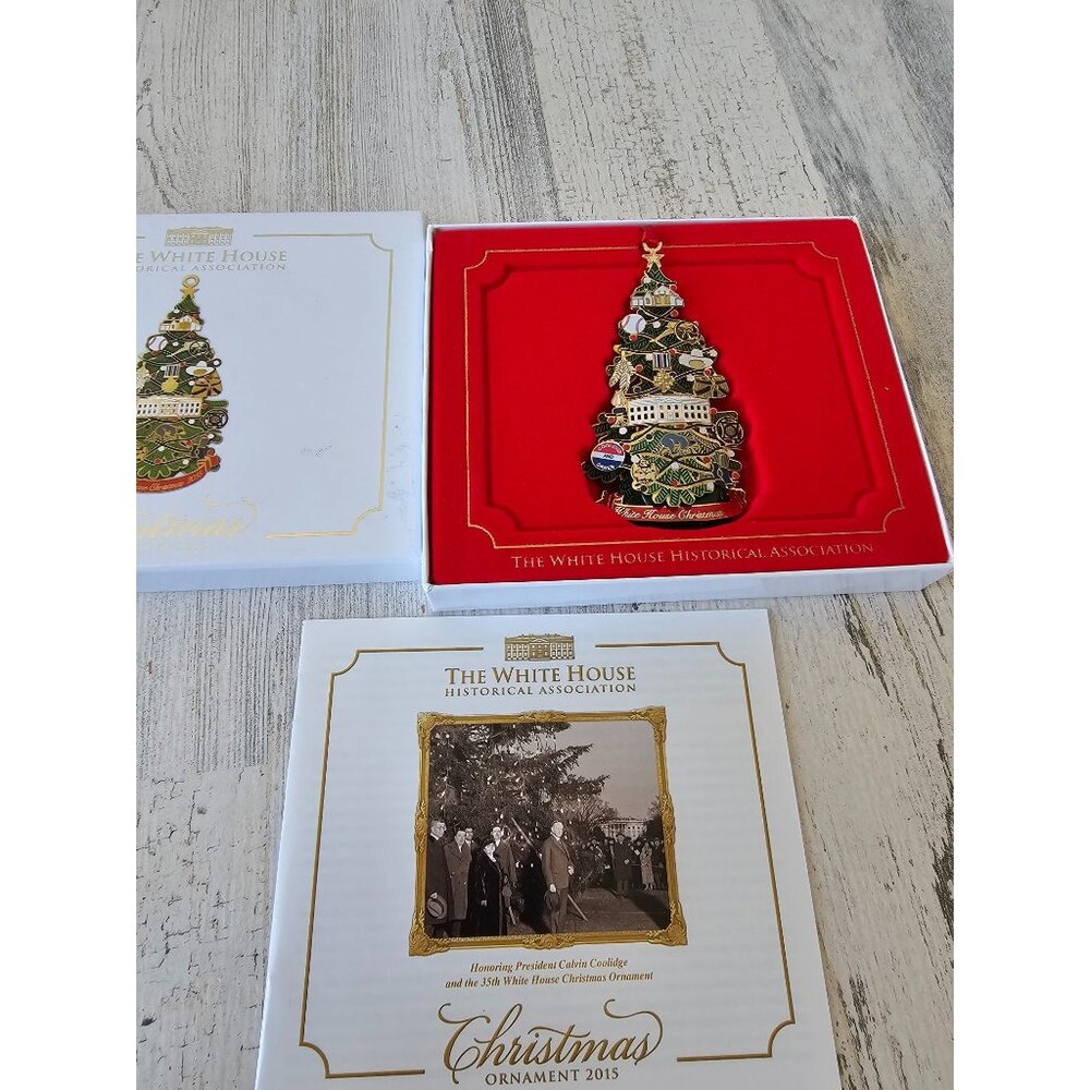 White House Kelvin Coolidge 2015 tree ornament new gold medal‎ xmas